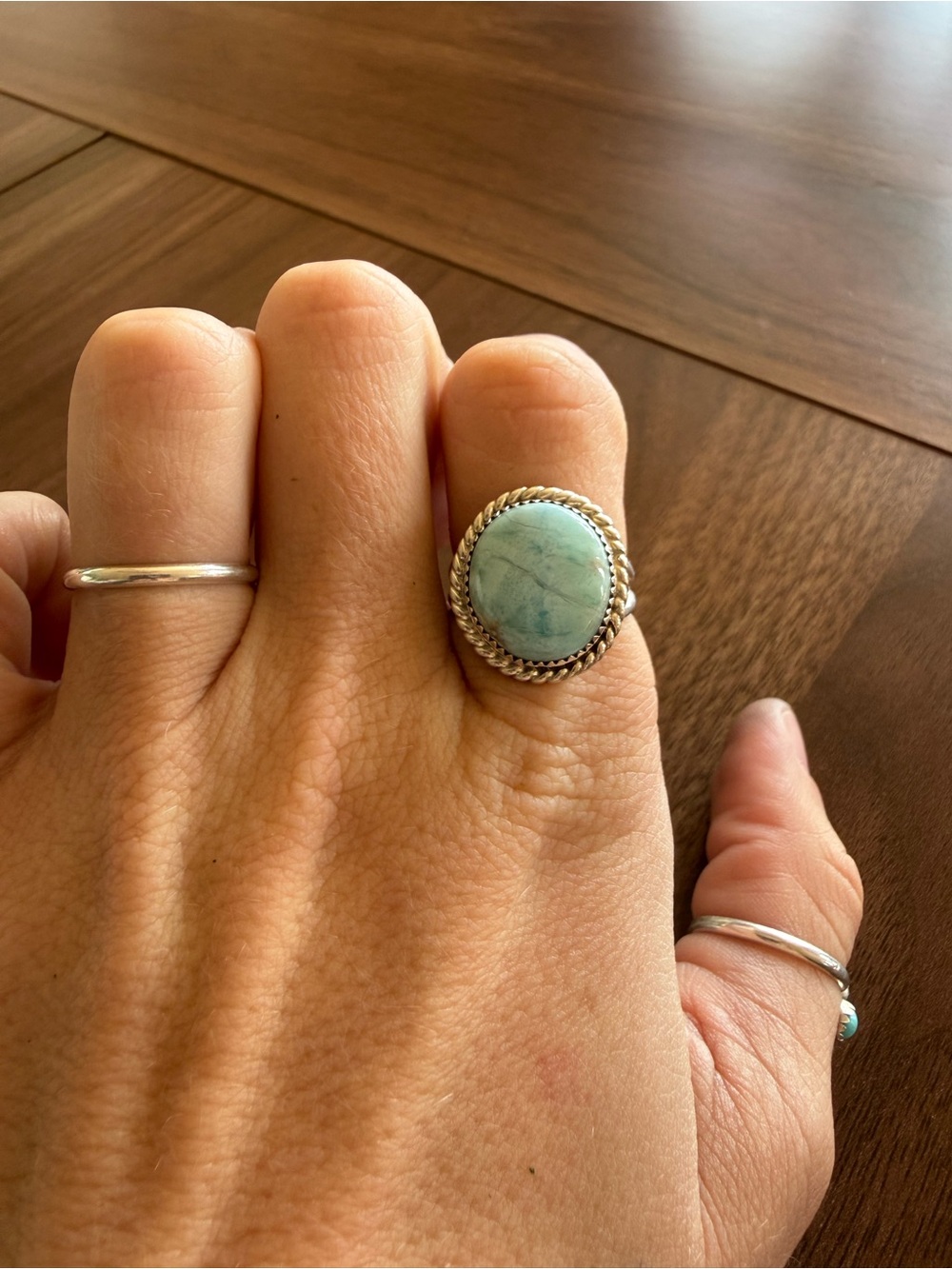 Sterling Silver Turquoise Statement Ring - Blue Stone